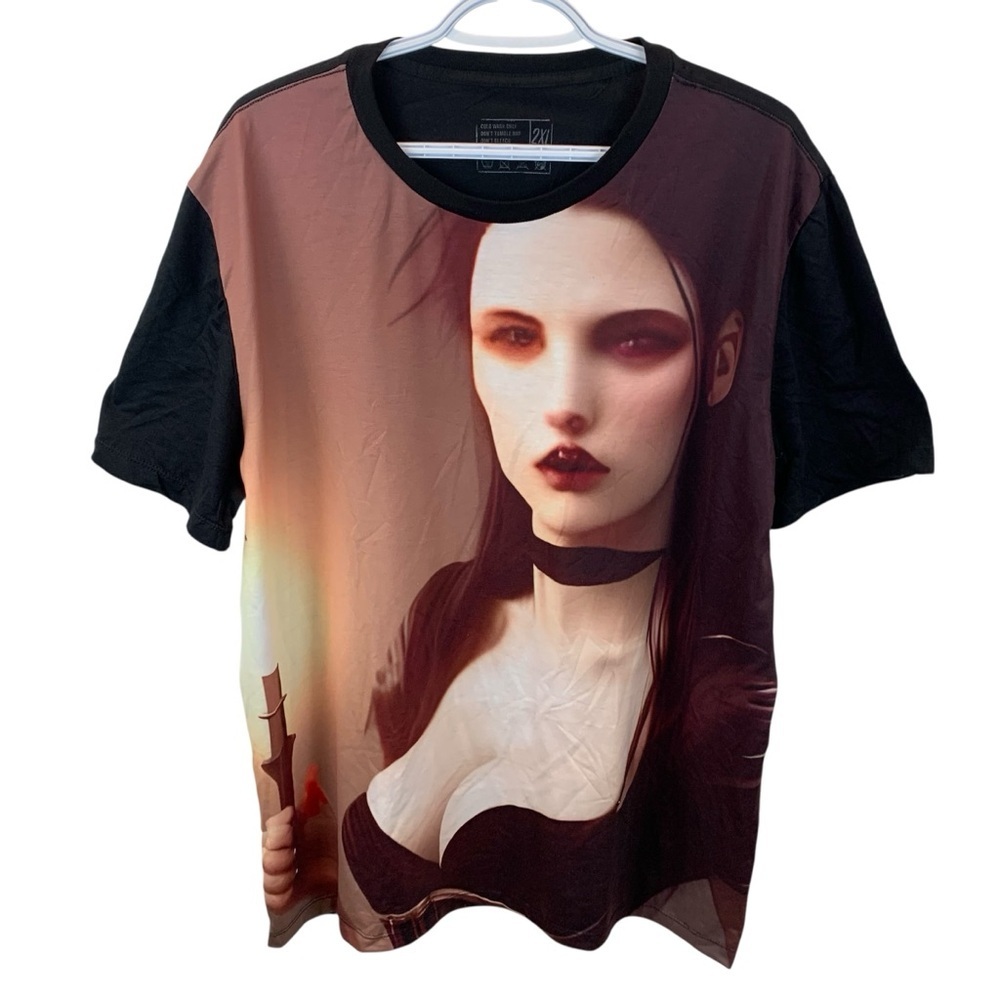 Goth Vampire Dark Victorian Graphic Tee Men's 2XL RedBubble T-Shirt Halloween
